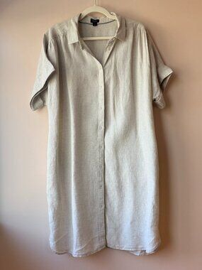 J.Crew Baird McNutt Linen Shirt Dress Size L Irish Linen Button Front